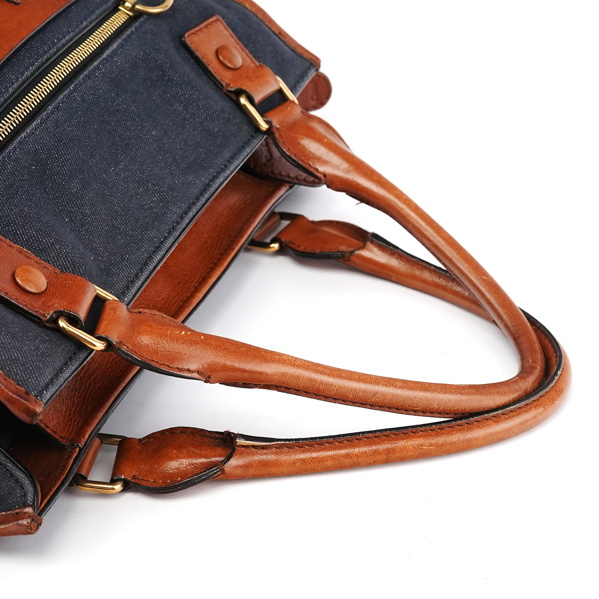 Navy Denim Logo Tote Bag