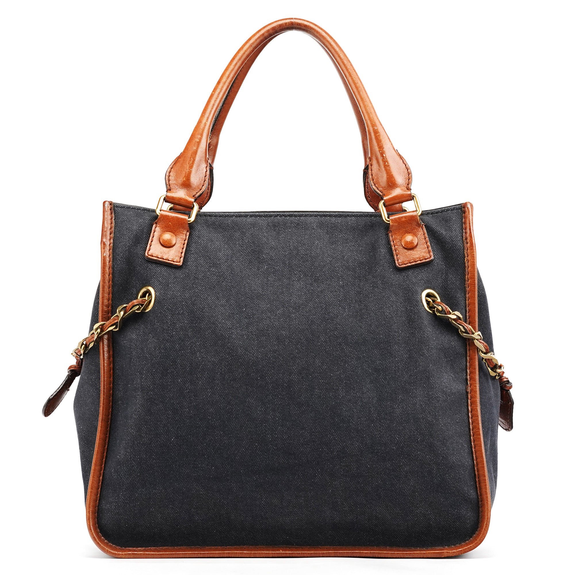 Navy Denim Logo Tote Bag