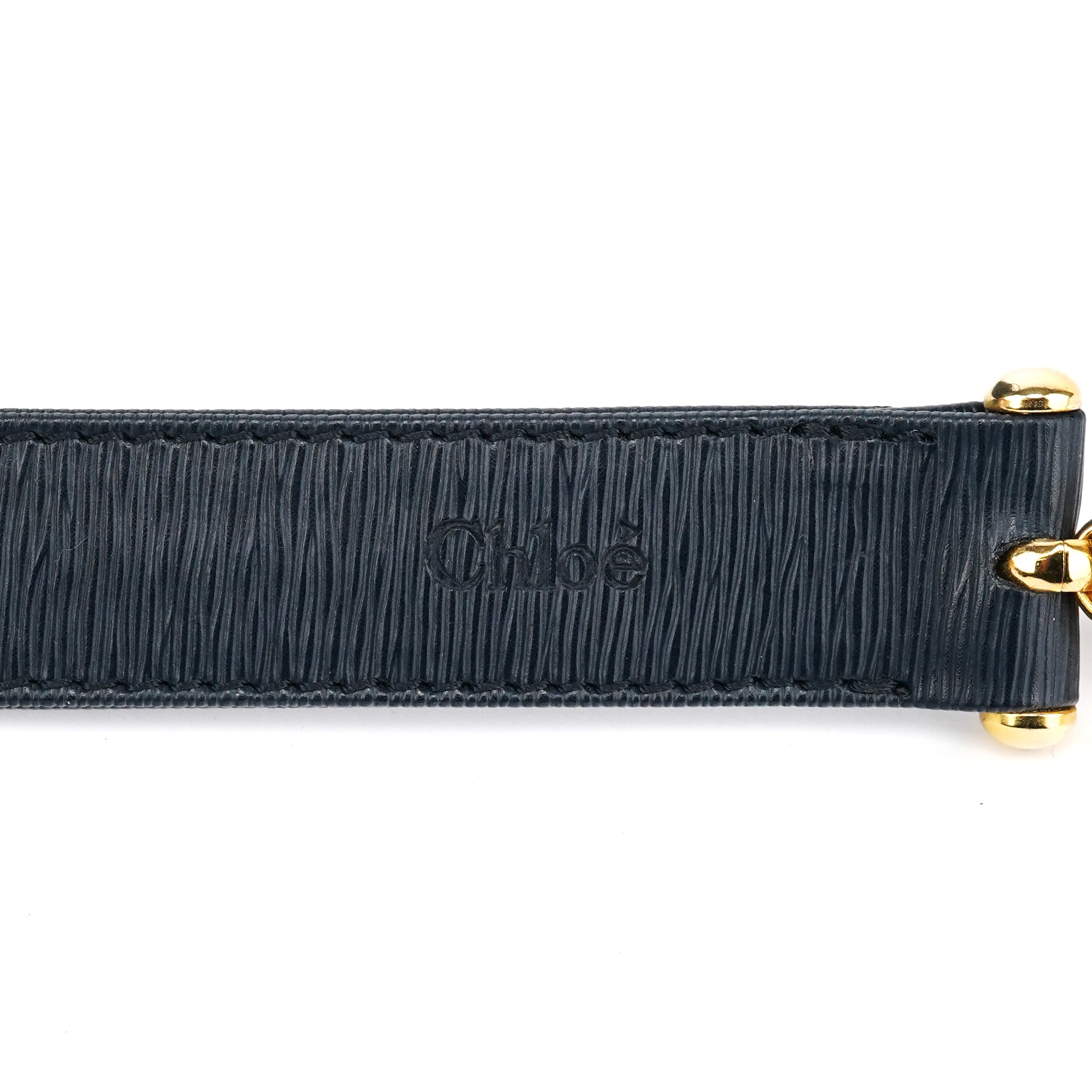 Navy Epi Leather Ribbon Top Handle 2-Way Bag