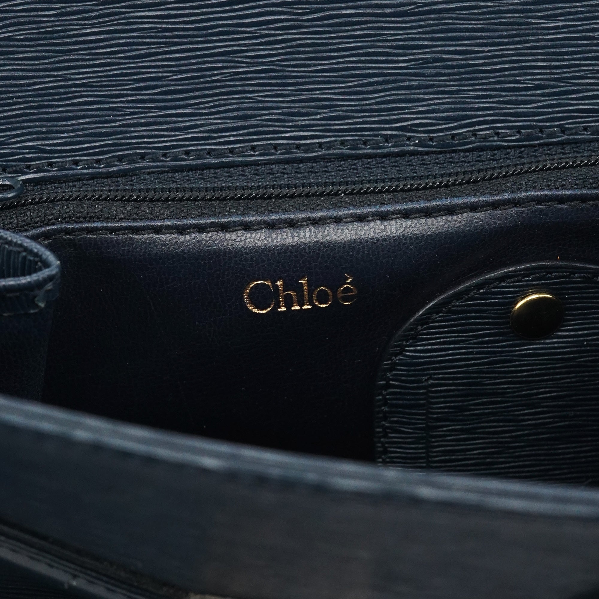 Navy Epi Leather Ribbon Top Handle 2-Way Bag