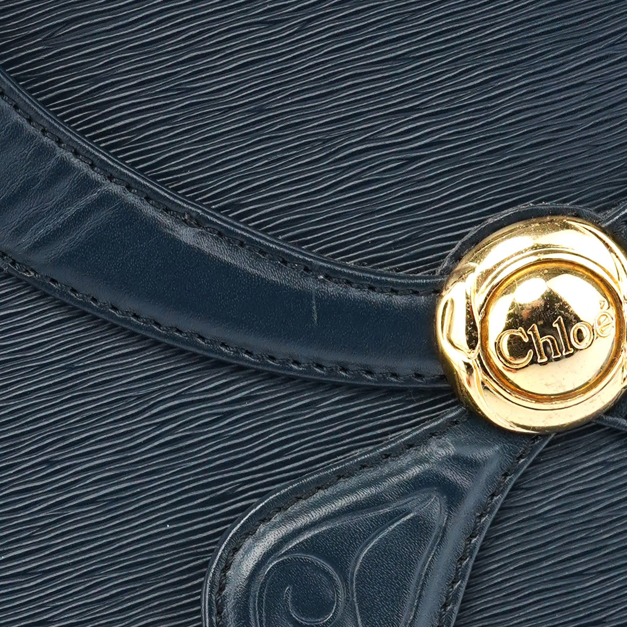Navy Epi Leather Ribbon Top Handle 2-Way Bag