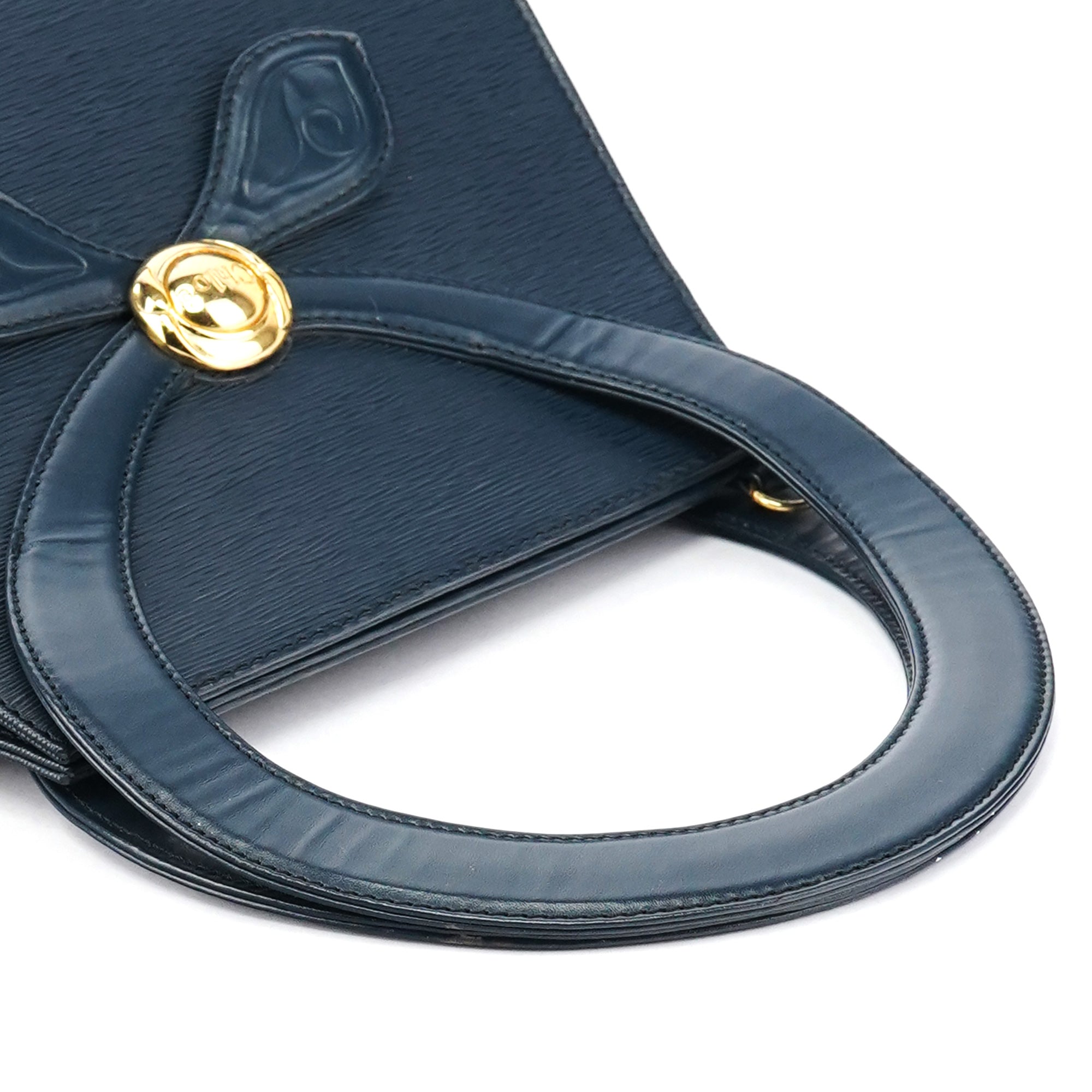 Navy Epi Leather Ribbon Top Handle 2-Way Bag