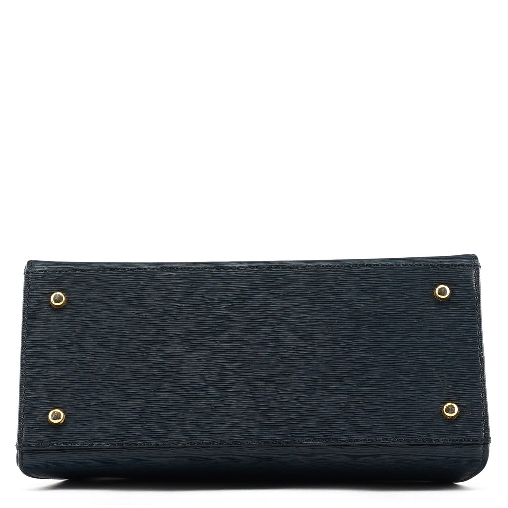 Navy Epi Leather Ribbon Top Handle 2-Way Bag