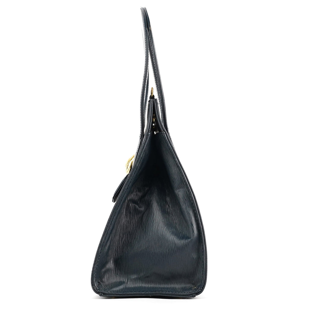 Navy Epi Leather Ribbon Top Handle 2-Way Bag