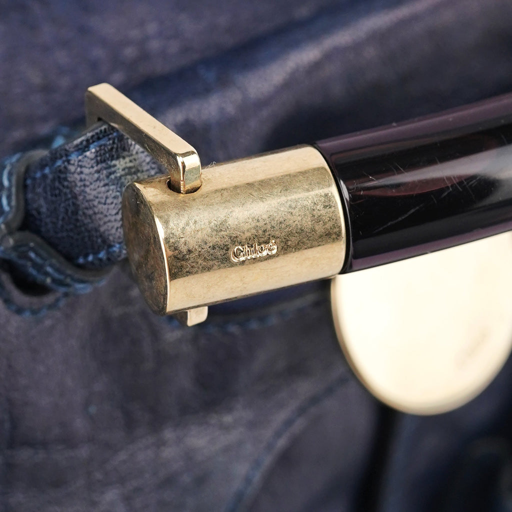 Navy Lambskin 2-Way Tote Bag