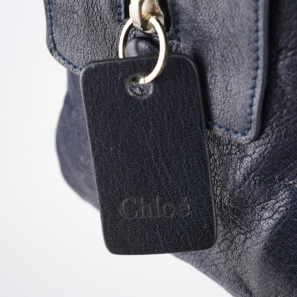 Navy Lambskin 2-Way Tote Bag