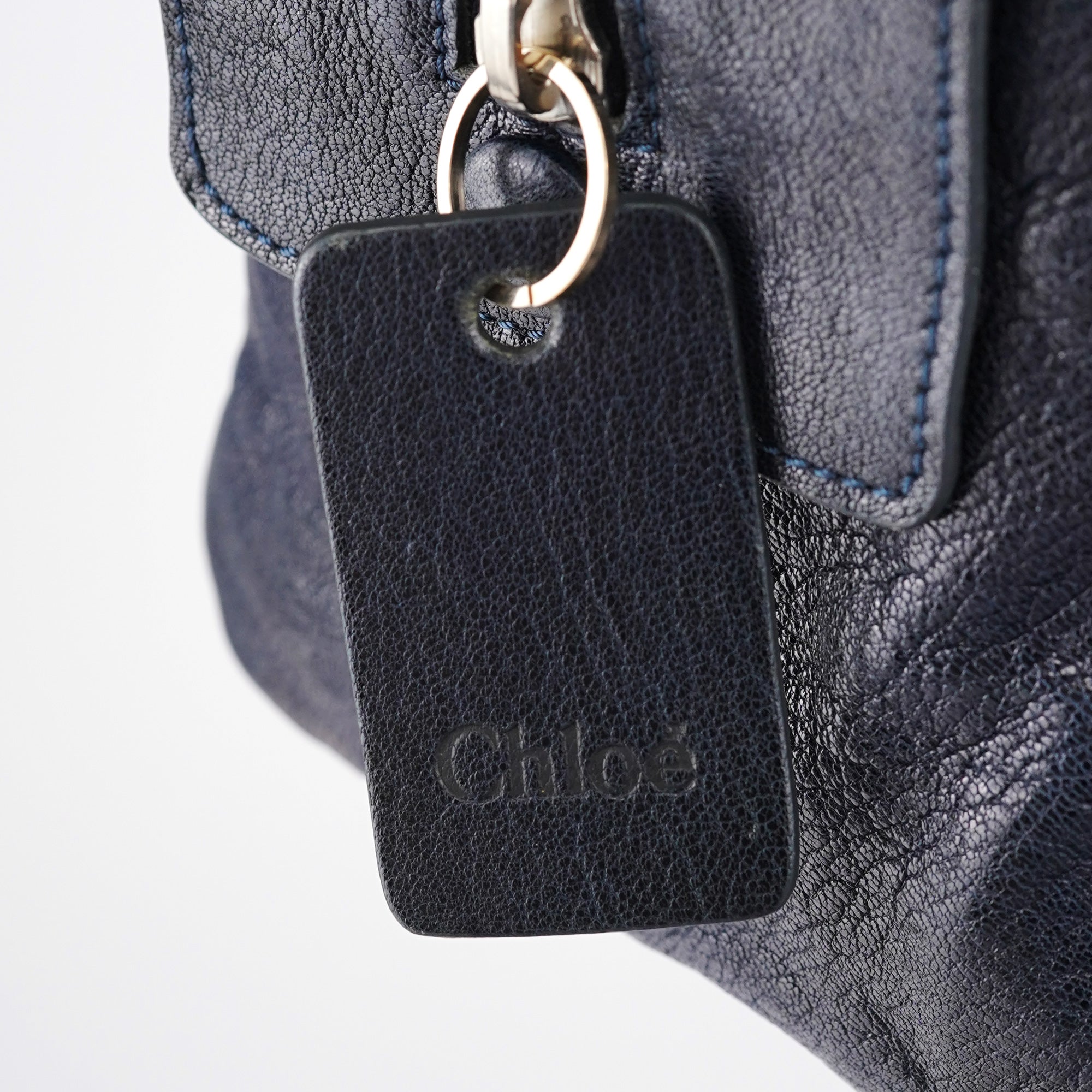 Navy Lambskin 2-Way Tote Bag