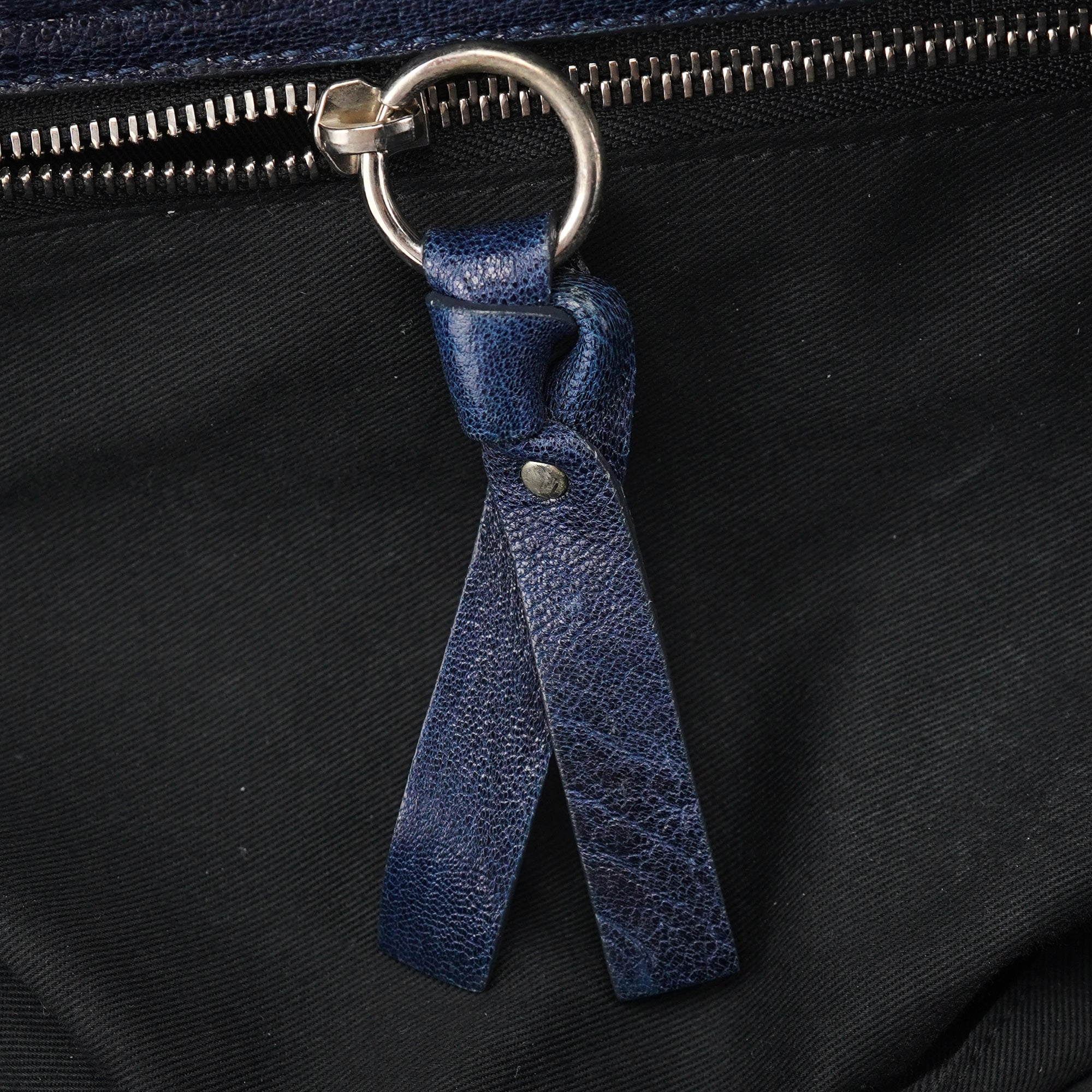 Navy Lambskin 2-Way Tote Bag