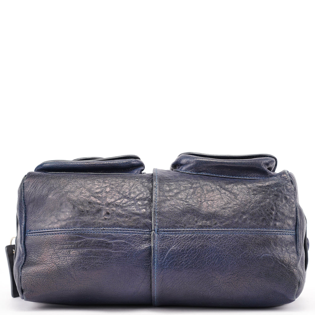 Navy Lambskin 2-Way Tote Bag