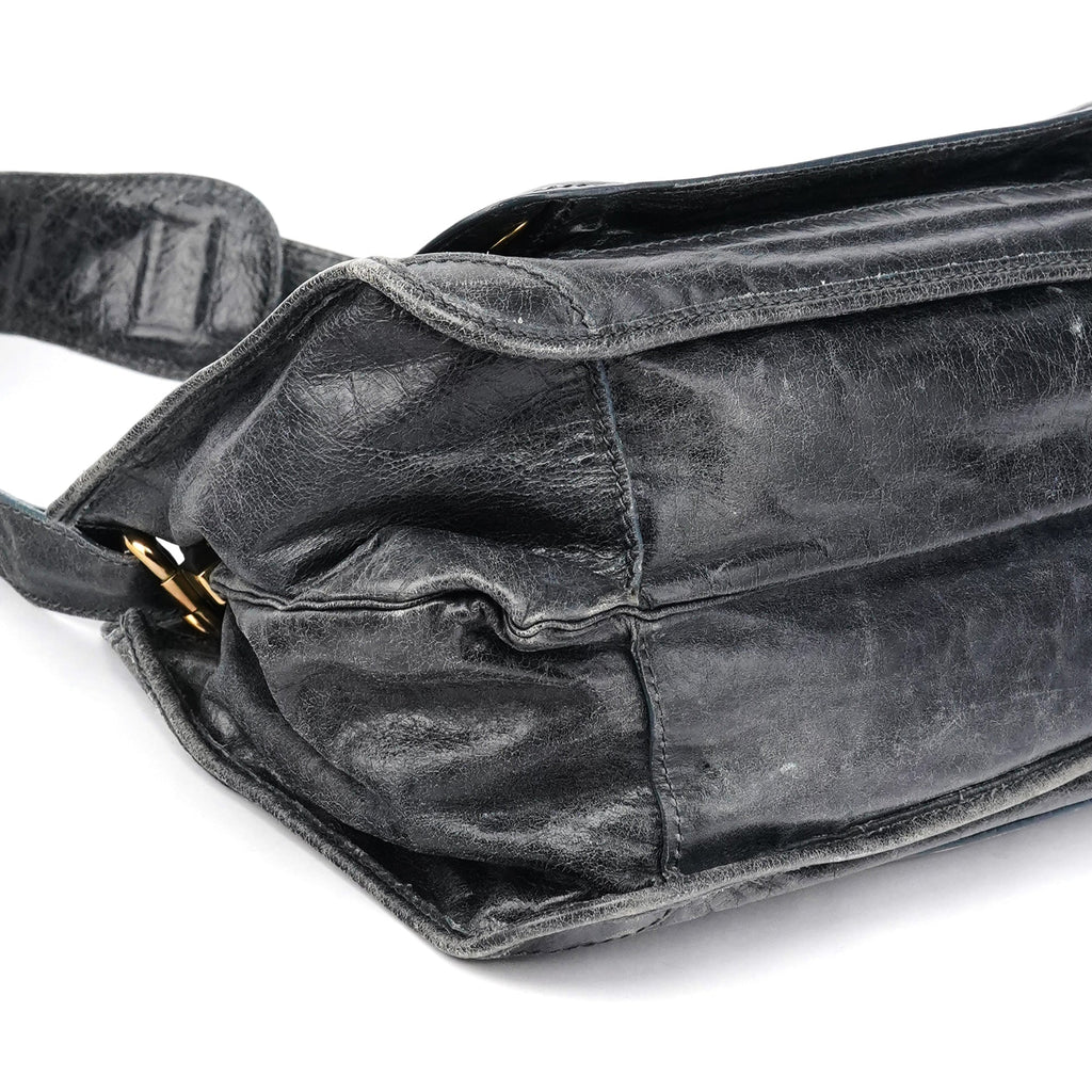 Navy Leather Bay Shoulder Bag