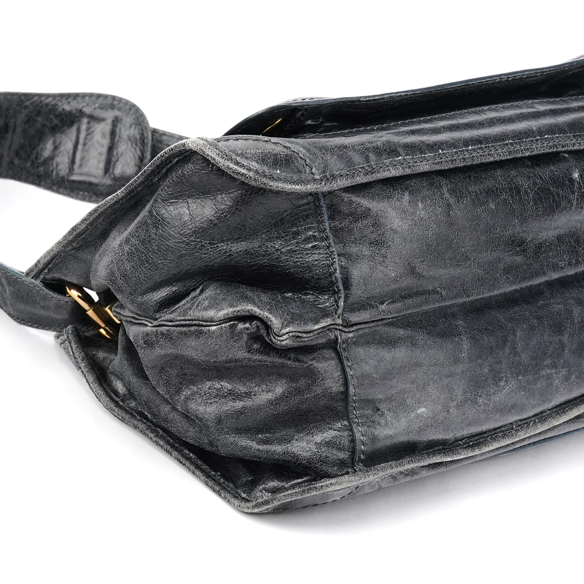 Navy Leather Bay Shoulder Bag