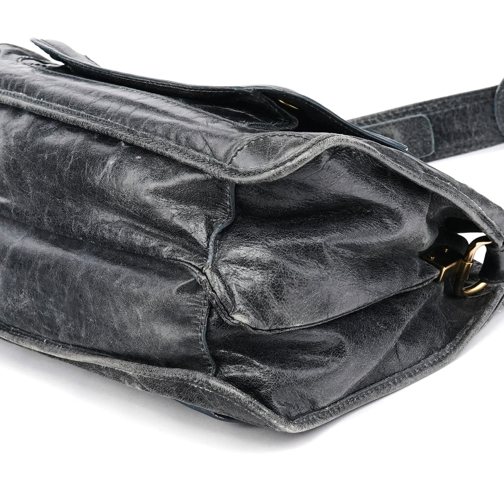 Navy Leather Bay Shoulder Bag