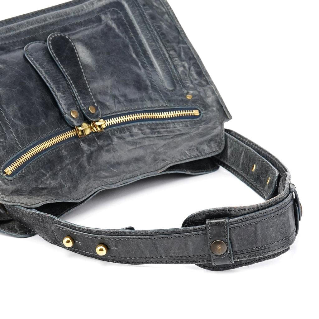 Navy Leather Bay Shoulder Bag