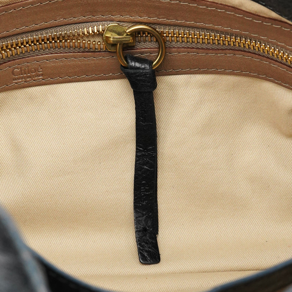 Navy Leather Bay Shoulder Bag