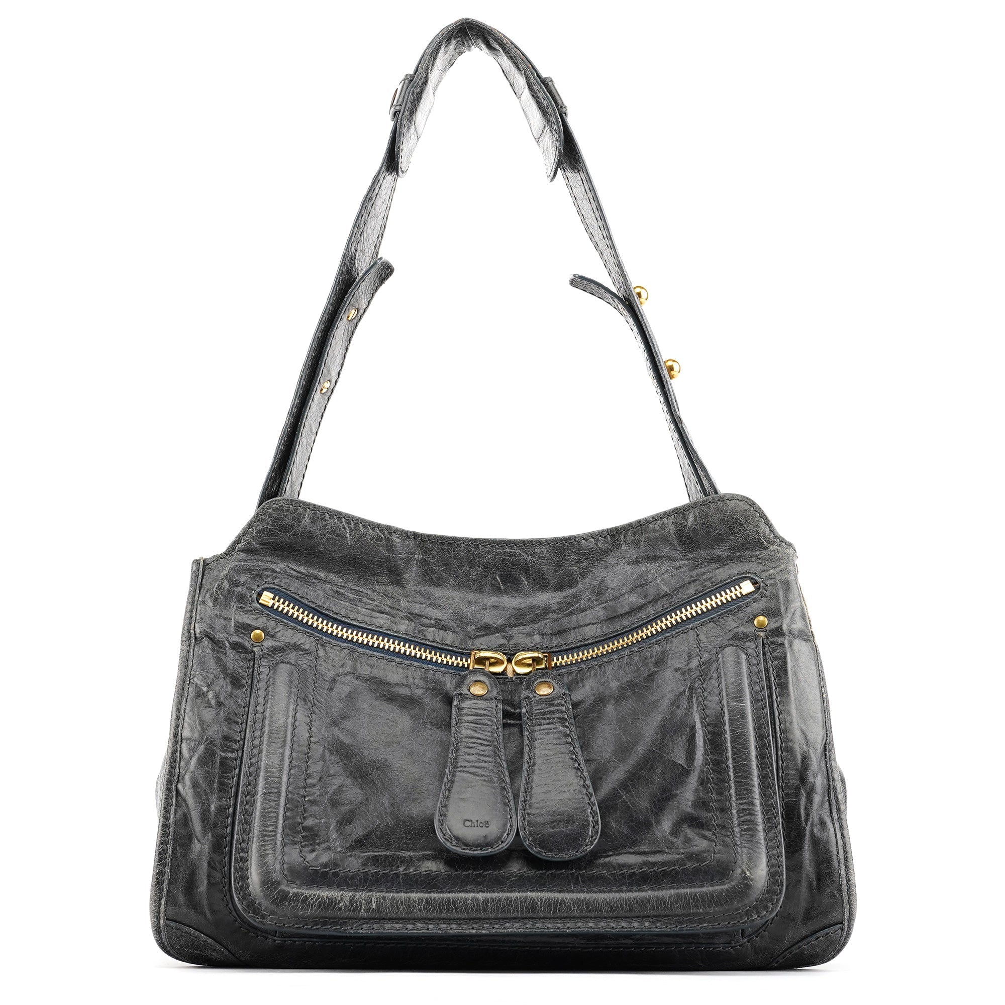 Navy Leather Bay Shoulder Bag