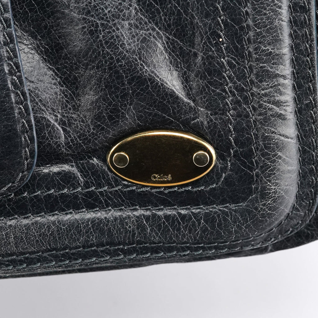 Navy Leather Bay Shoulder Bag