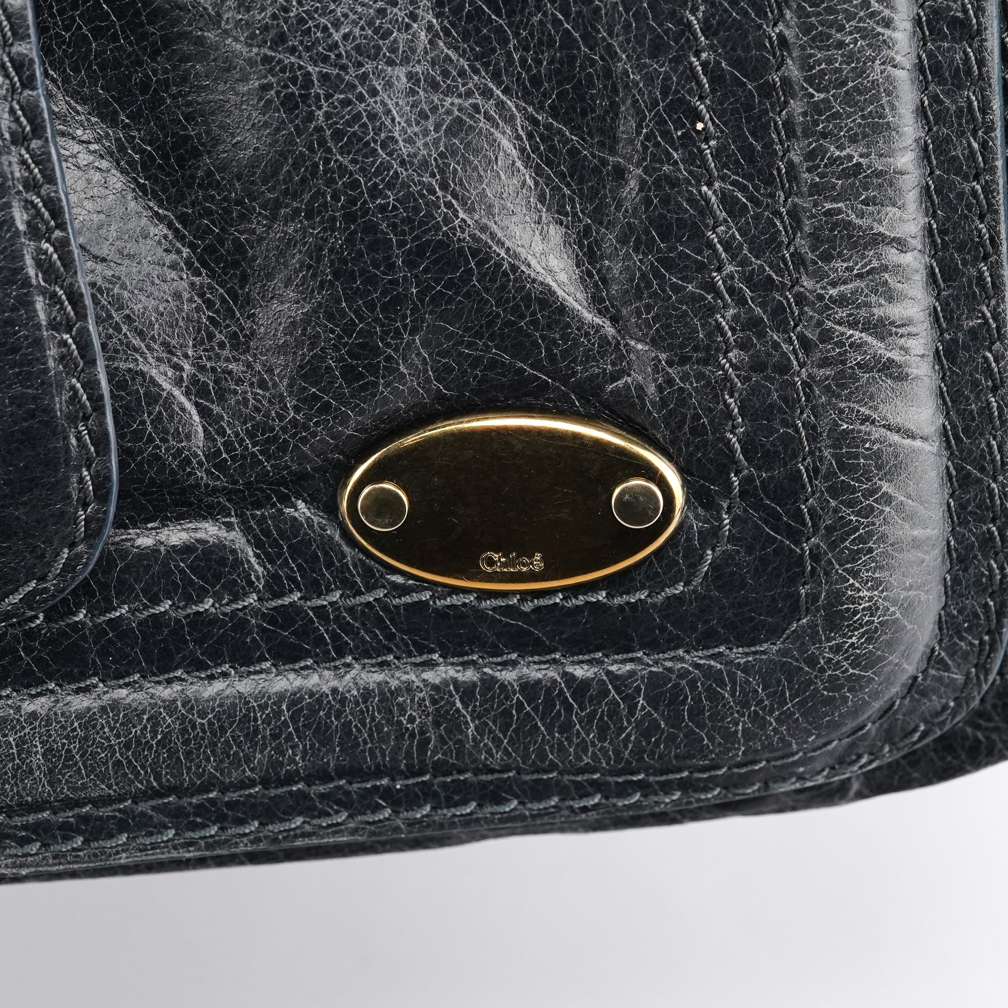 Navy Leather Bay Shoulder Bag