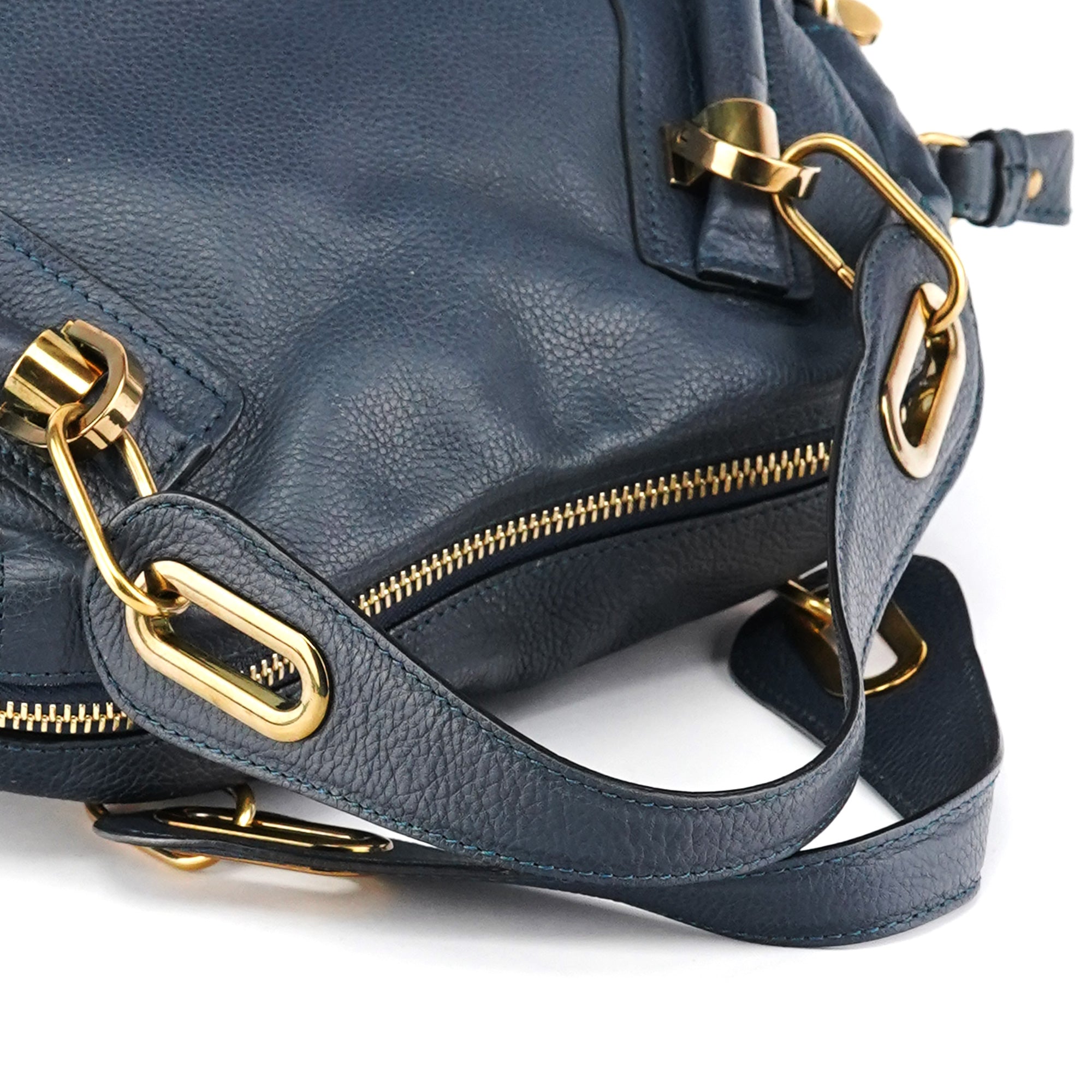 Navy Leather Paraty 2-Way Bag