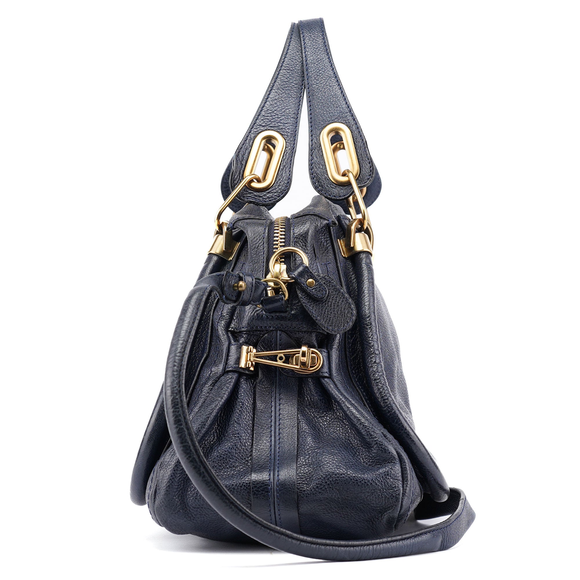 Navy Leather Paraty 2-Way Crossbody Bag