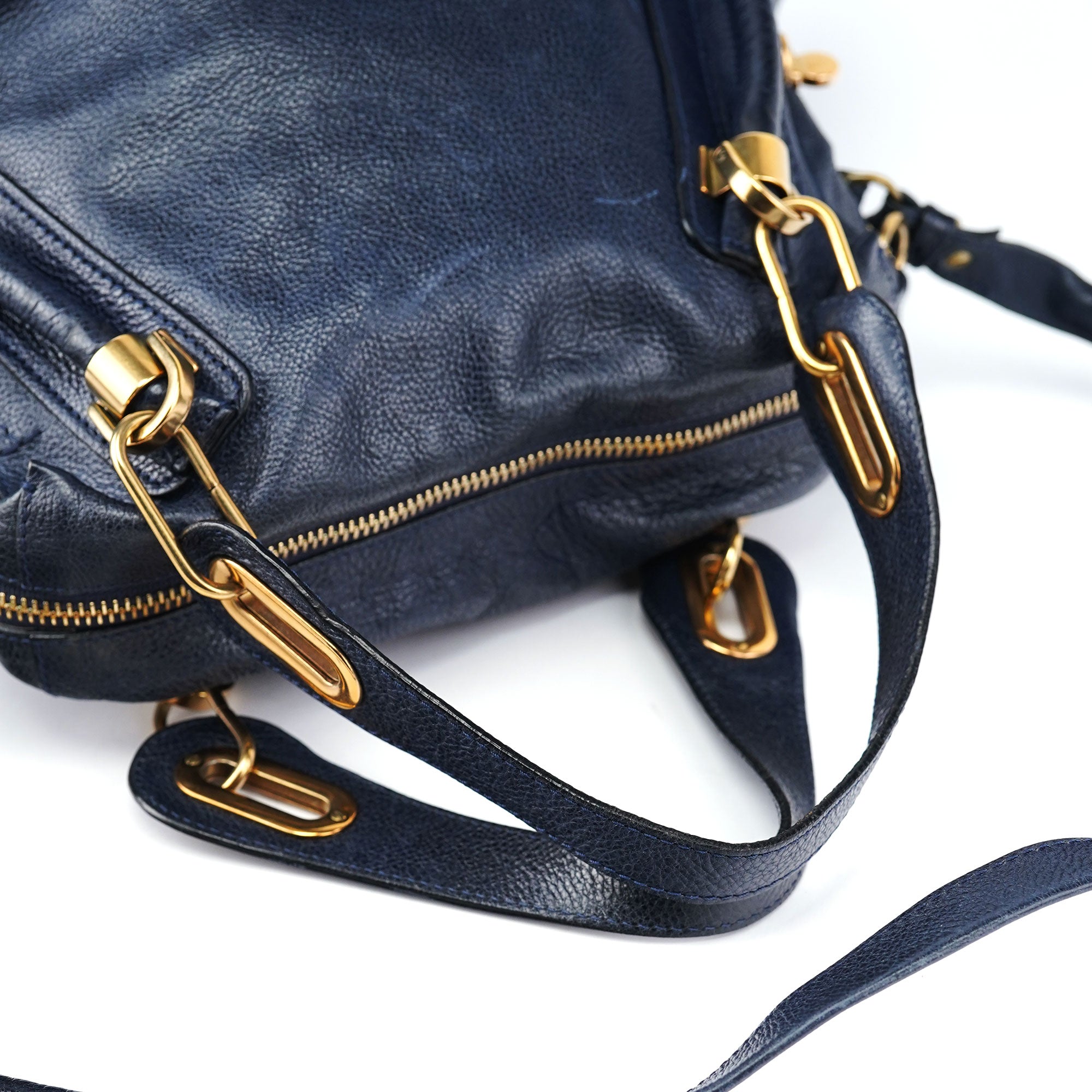 Navy Leather Paraty 2-Way Crossbody Bag