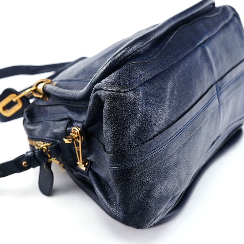 Navy Leather Paraty 2-Way Crossbody Bag