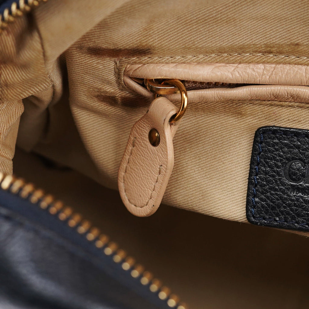 Navy Leather Paraty 2-Way Shoulder Bag
