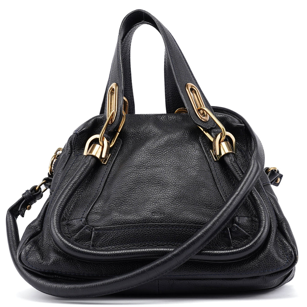 Navy Leather Paraty 2-Way Shoulder Bag