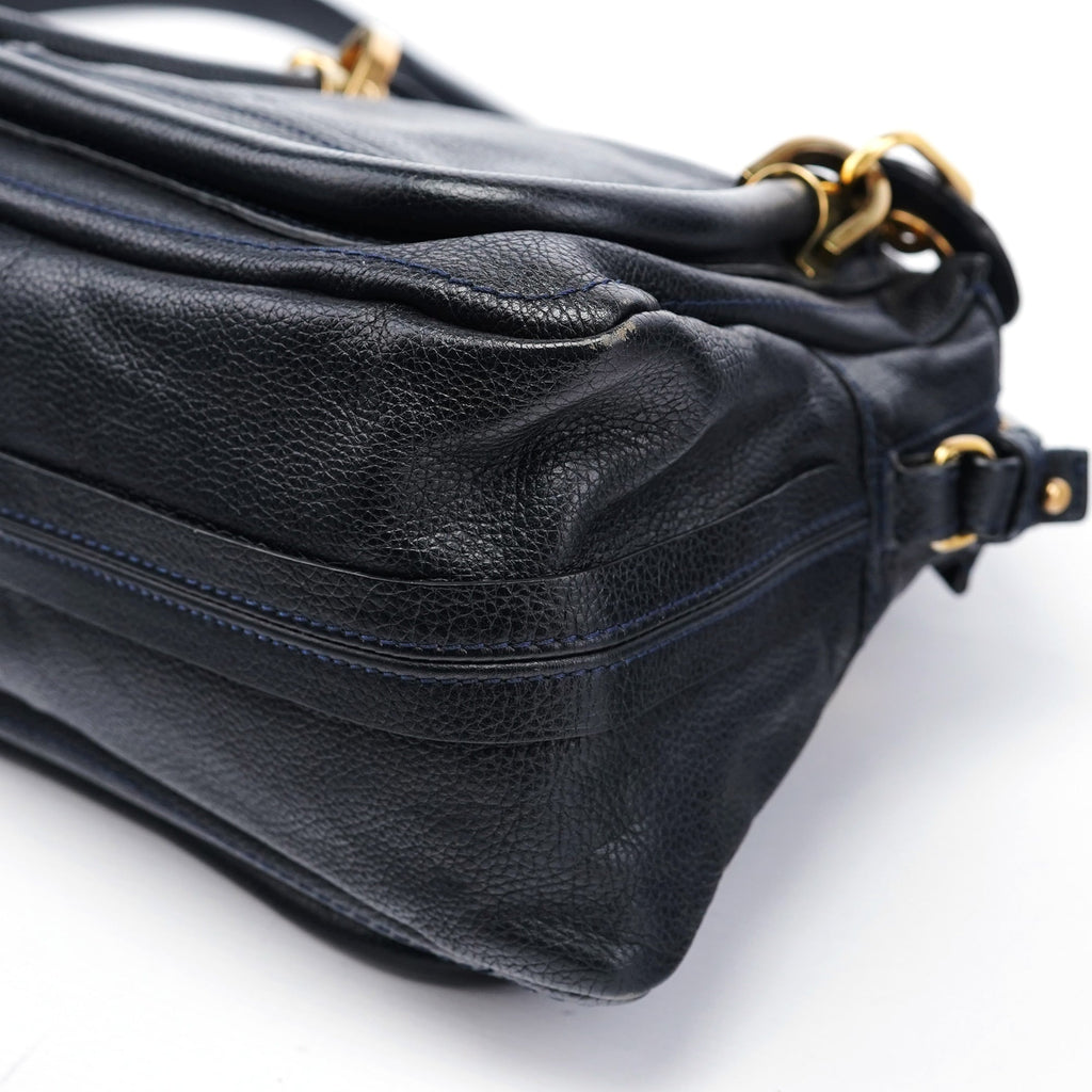 Navy Leather Paraty 2-Way Shoulder Bag
