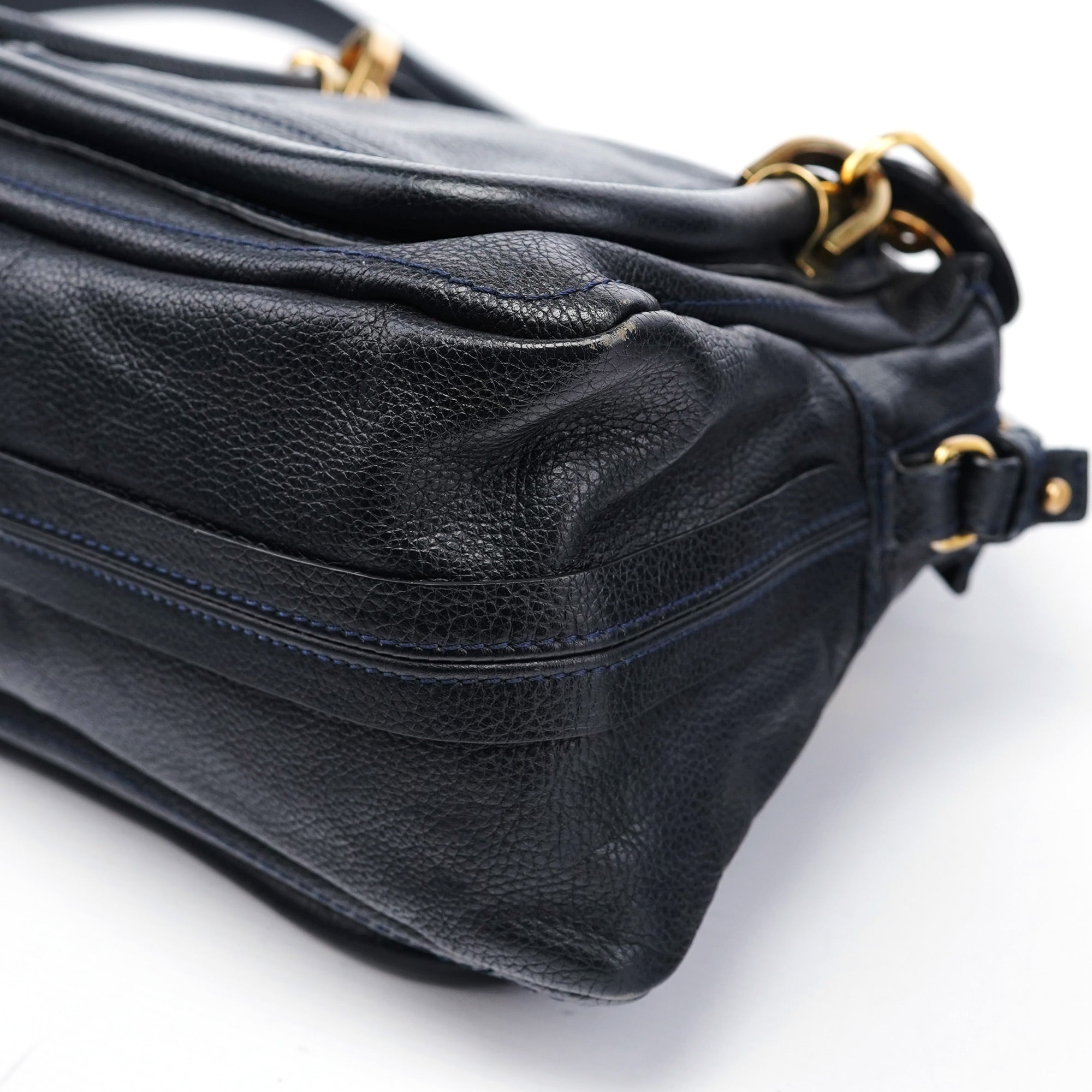 Navy Leather Paraty 2-Way Shoulder Bag