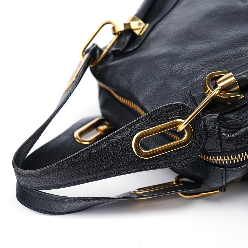 Navy Leather Paraty 2-Way Shoulder Bag