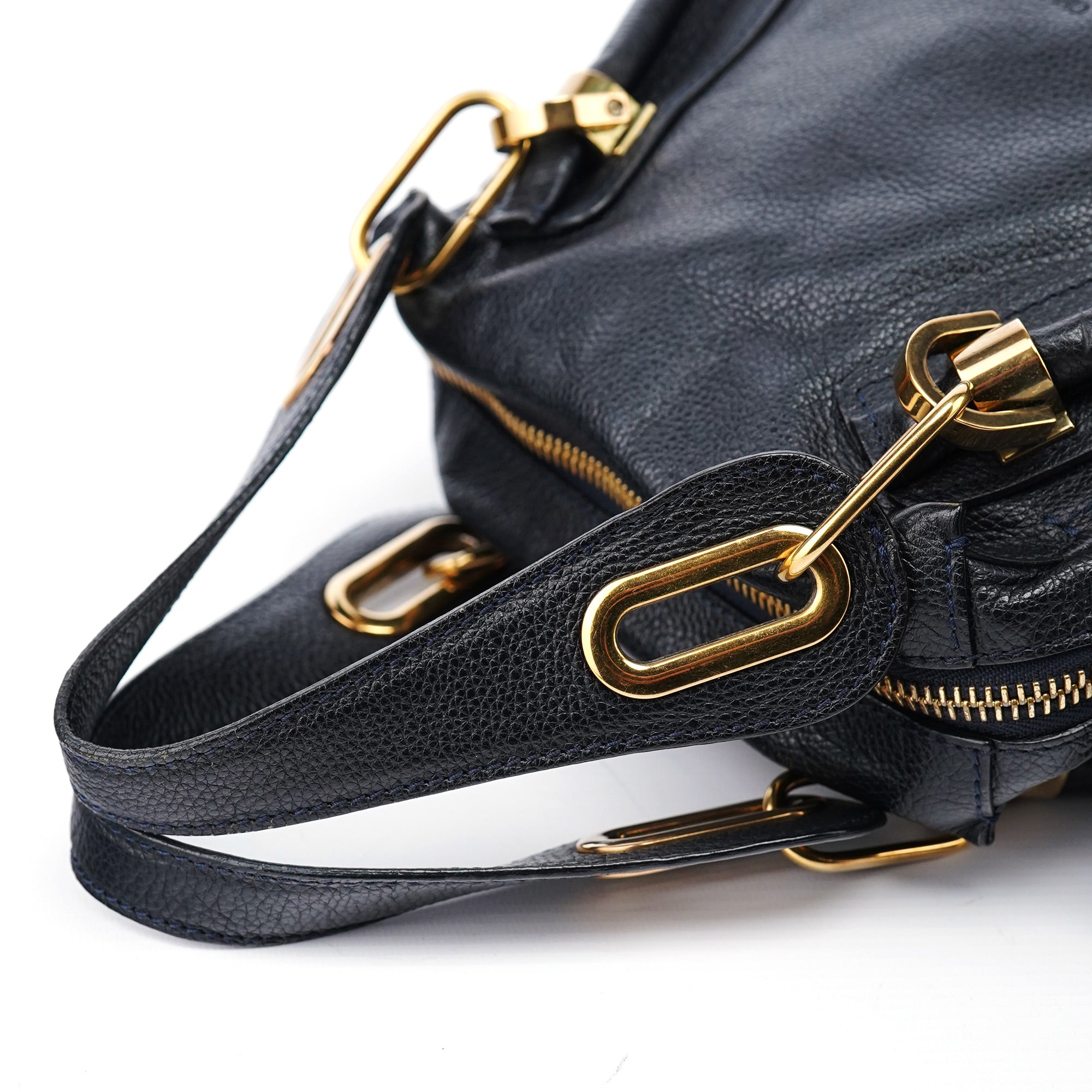 Navy Leather Paraty 2-Way Shoulder Bag