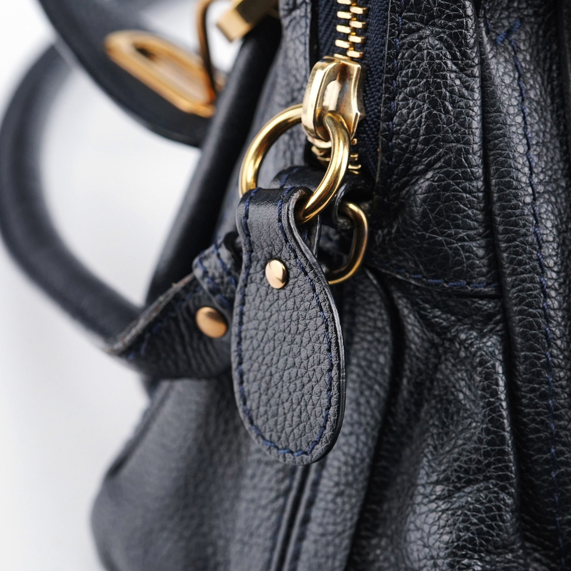 Navy Leather Paraty 2-Way Shoulder Bag