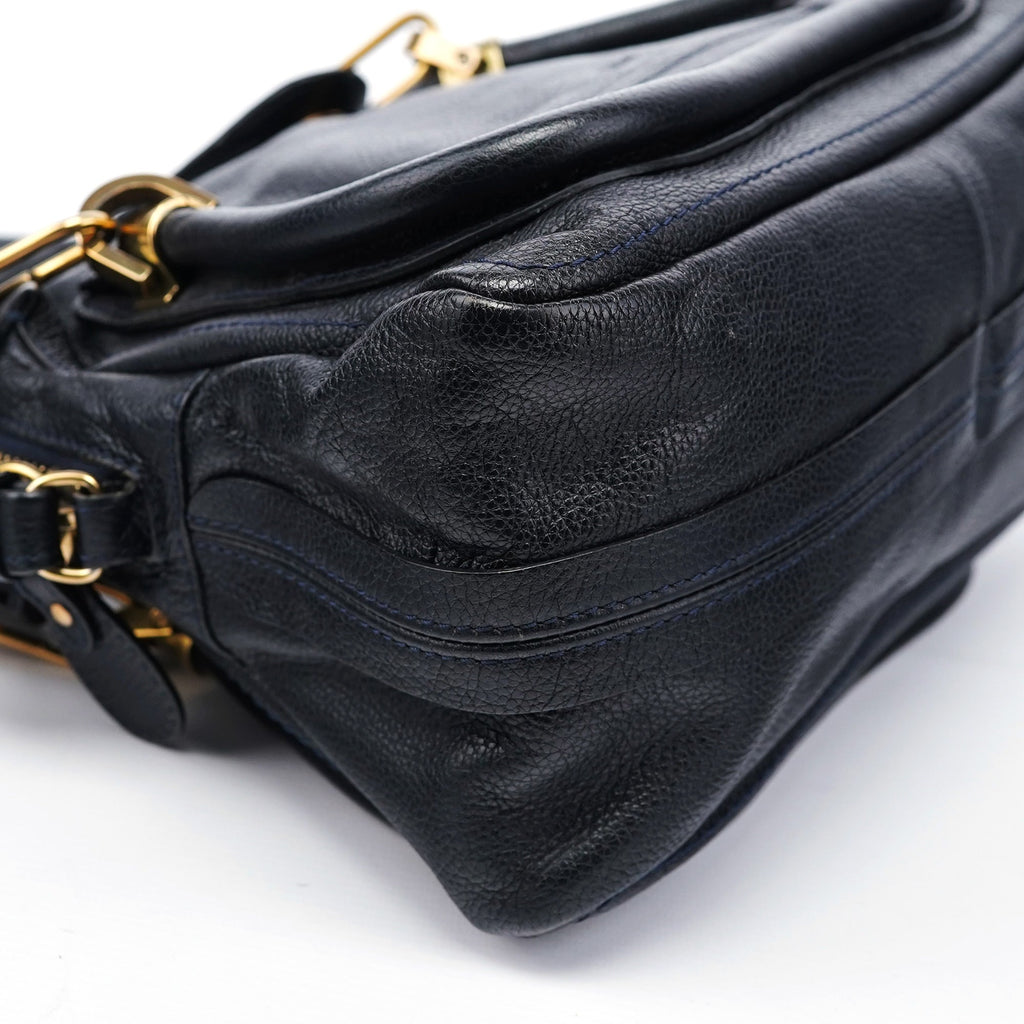 Navy Leather Paraty 2-Way Shoulder Bag