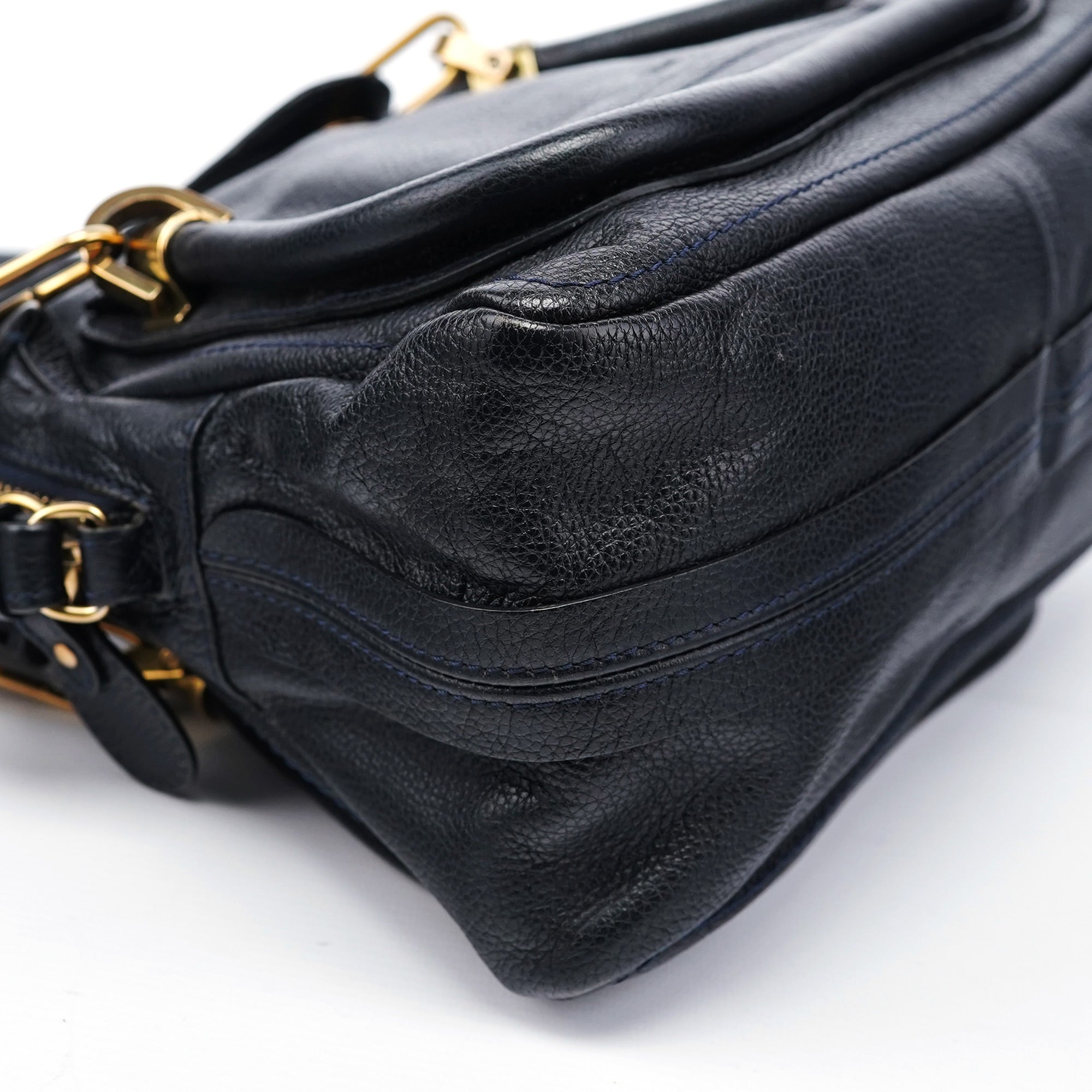 Navy Leather Paraty 2-Way Shoulder Bag