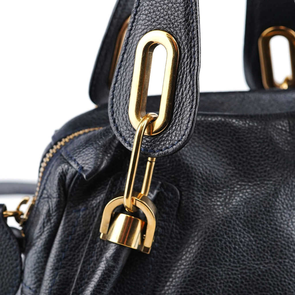 Navy Leather Paraty 2-Way Shoulder Bag