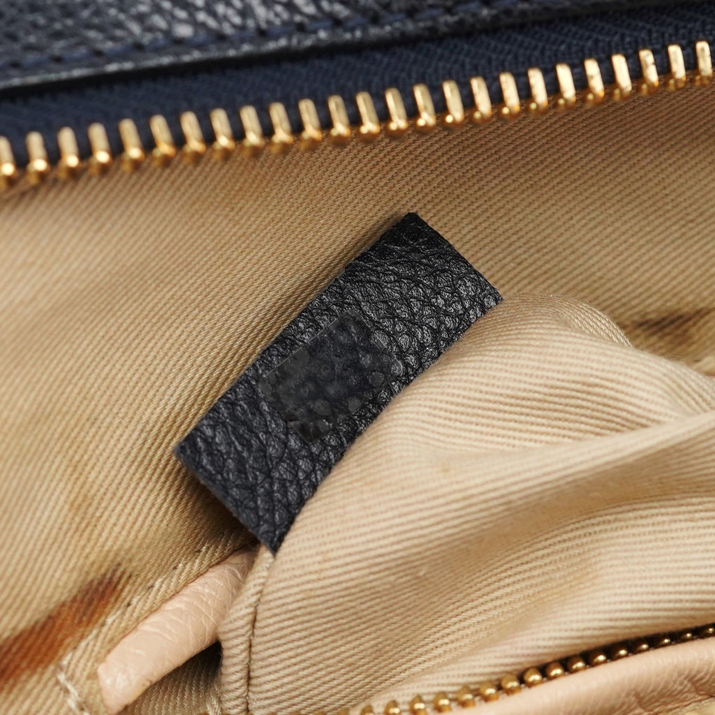 Navy Leather Paraty 2-Way Shoulder Bag