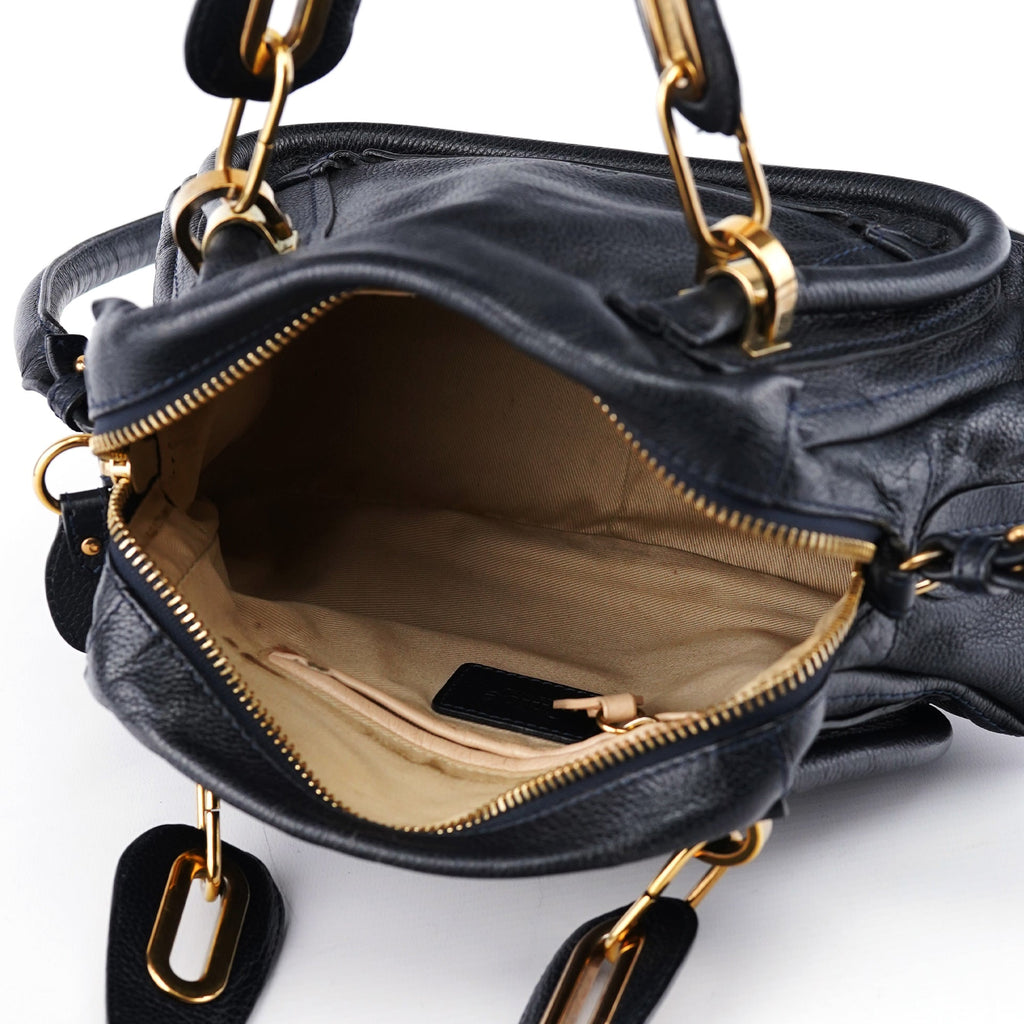Navy Leather Paraty 2-Way Shoulder Bag