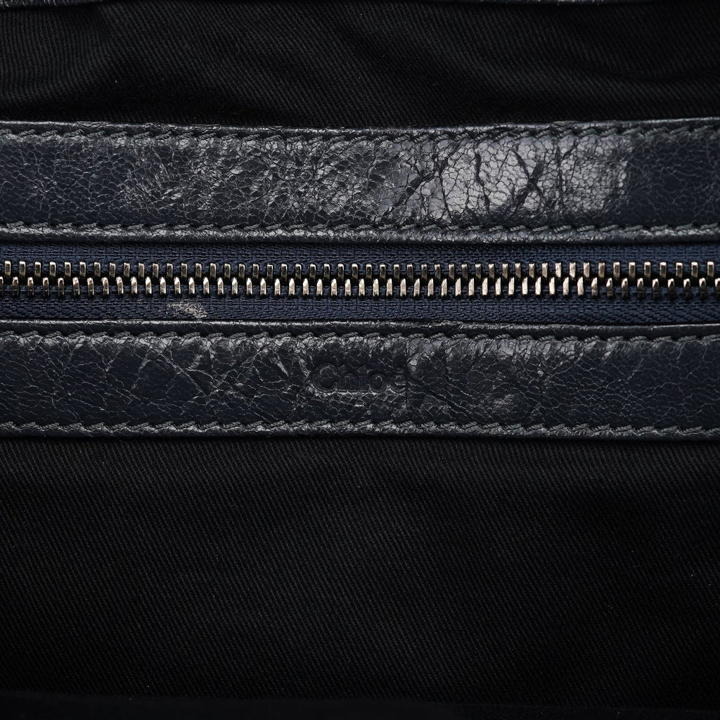 Navy Leather Quilted 2-Way Tote Bag