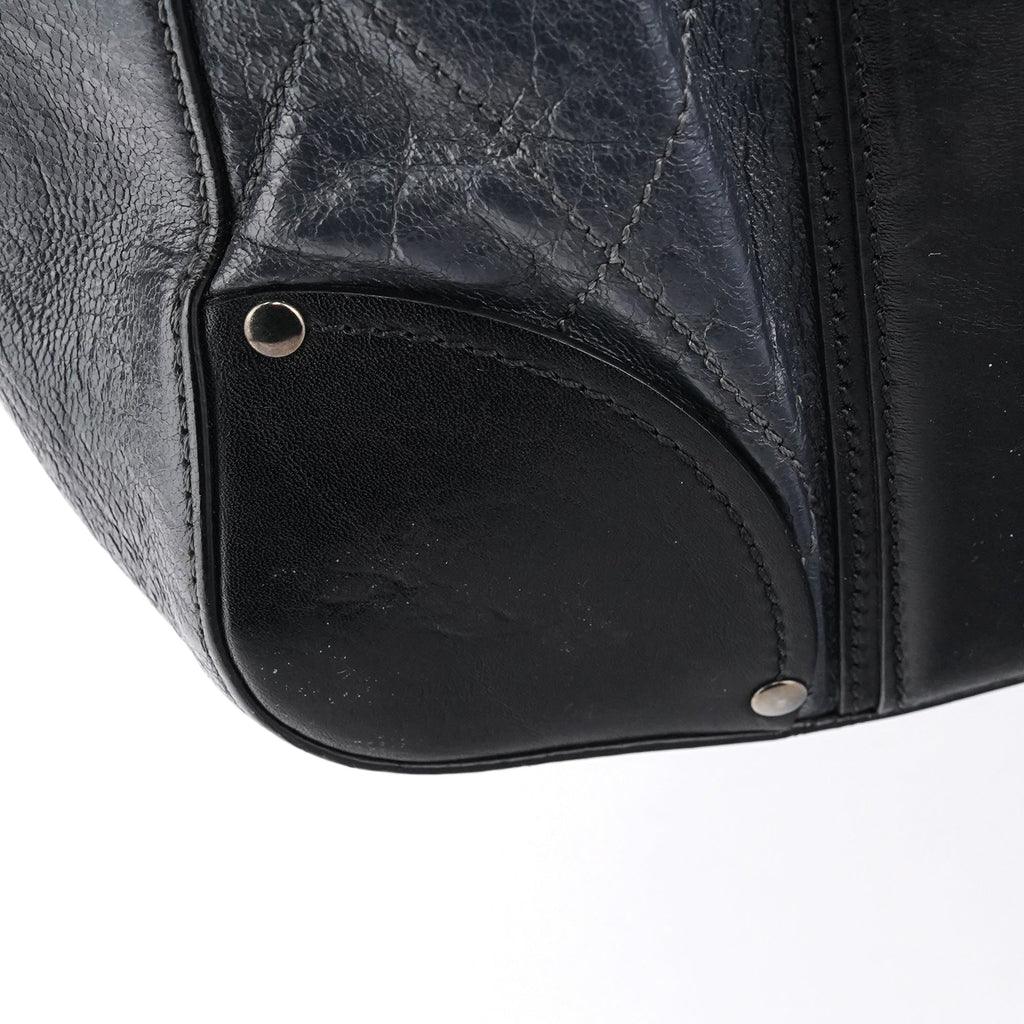 Navy Leather Quilted 2-Way Tote Bag