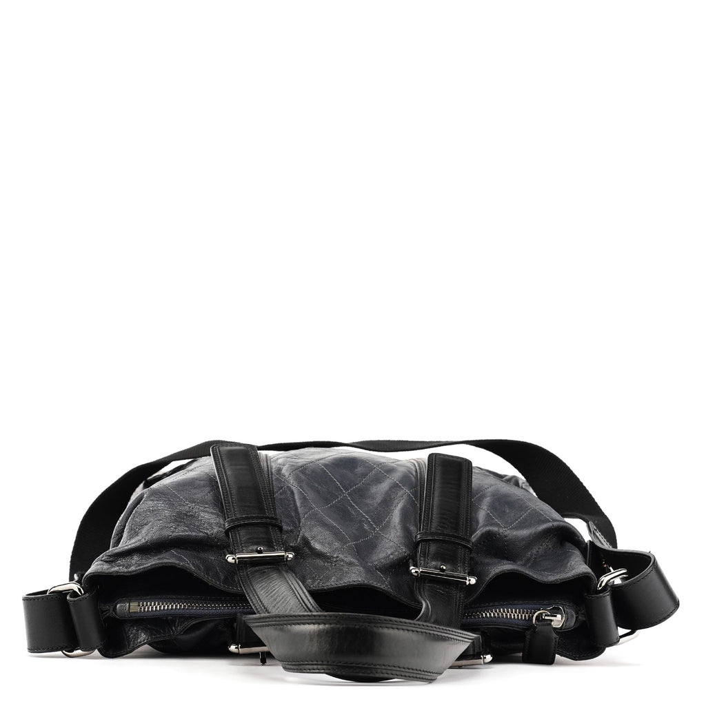 Navy Leather Quilted 2-Way Tote Bag