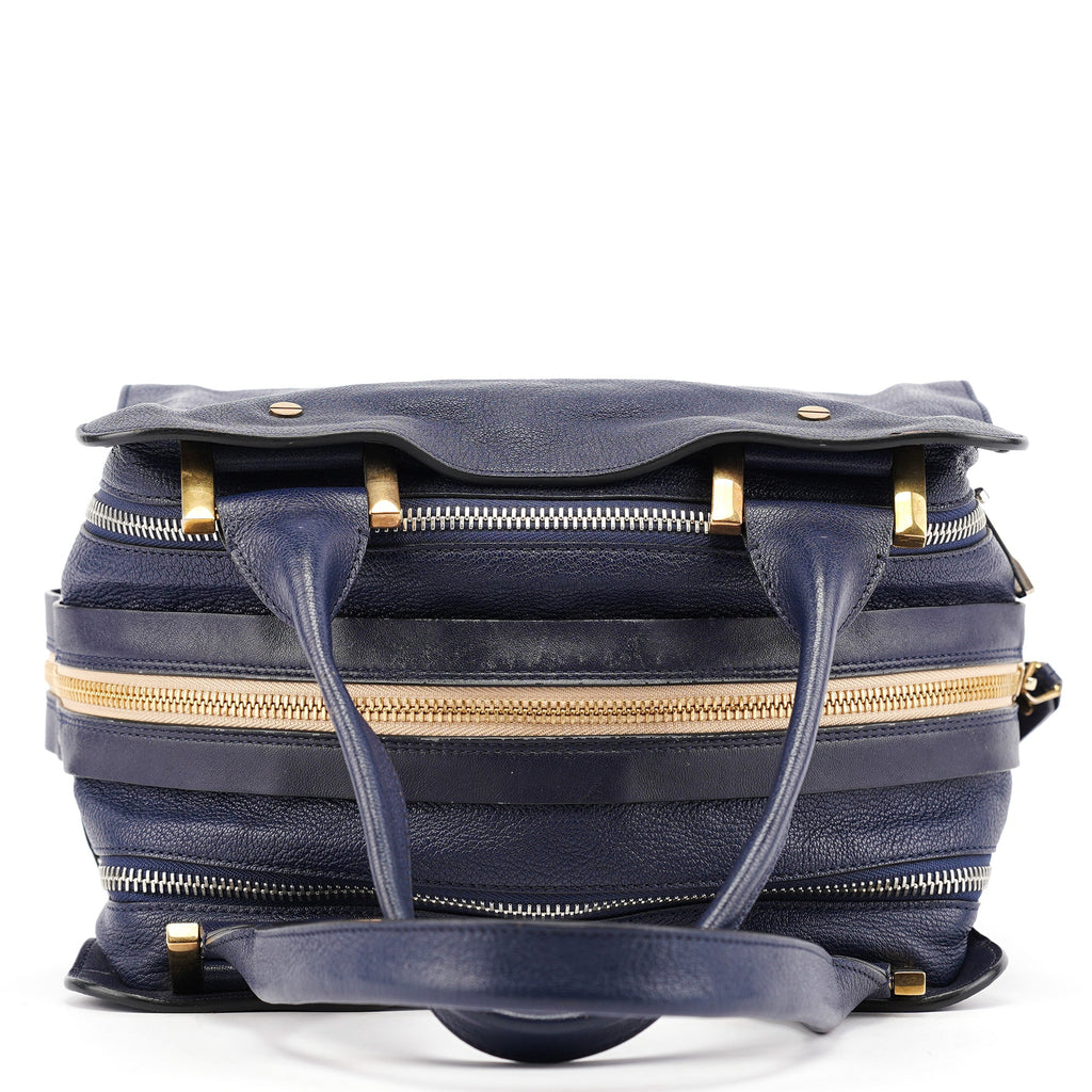 Navy Leather Tote Bag