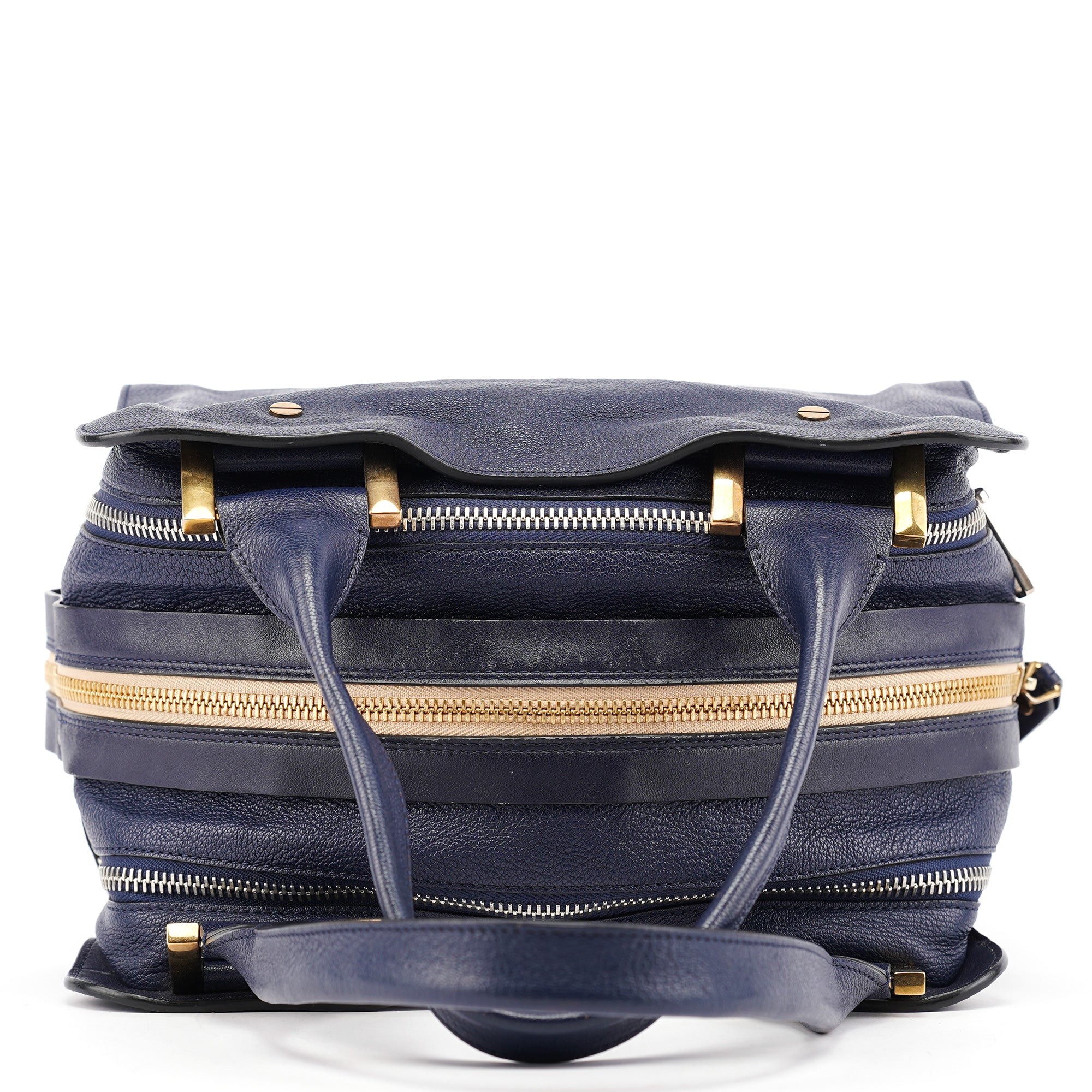 Navy Leather Tote Bag