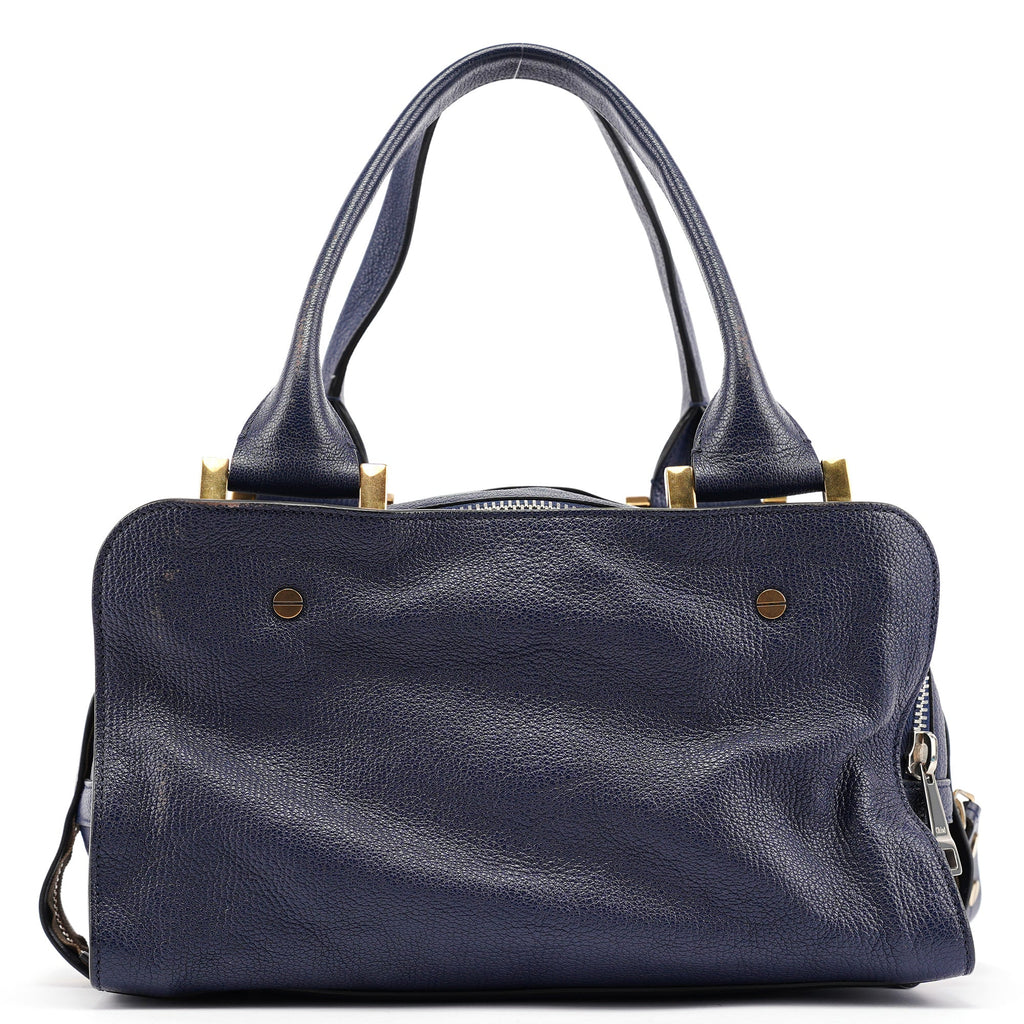 Navy Leather Tote Bag