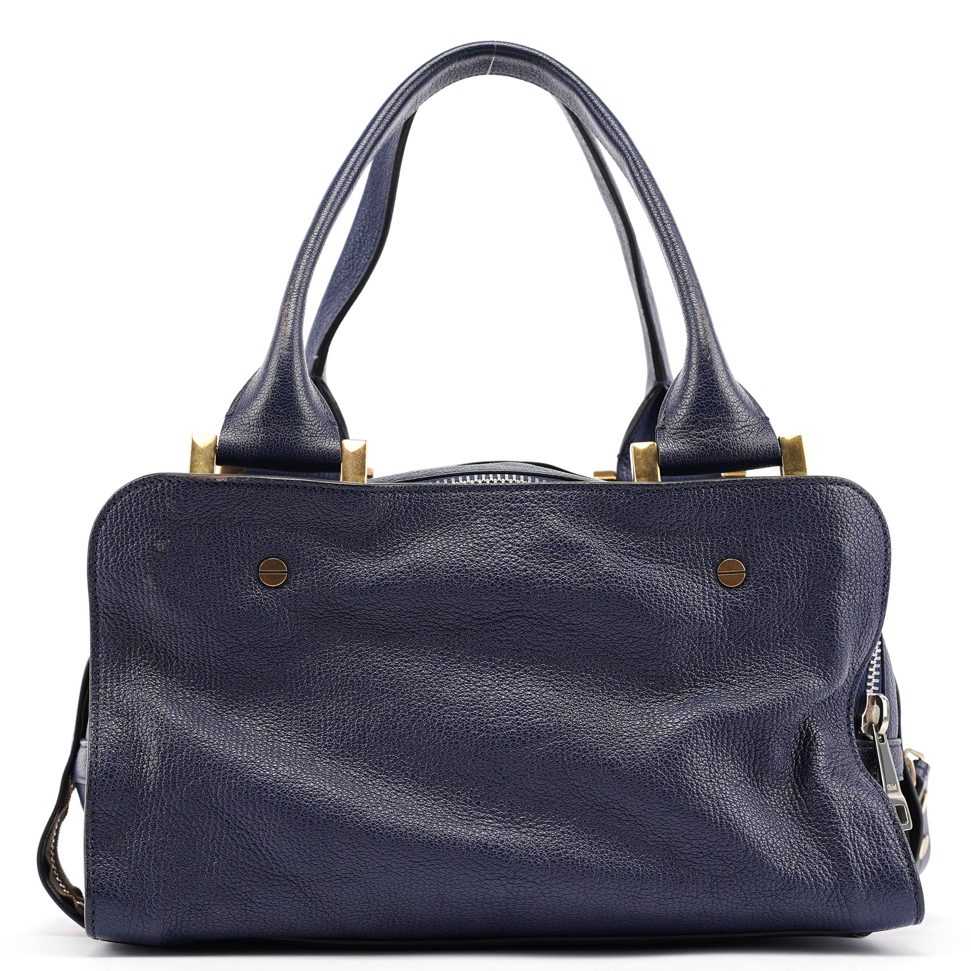 Navy Leather Tote Bag