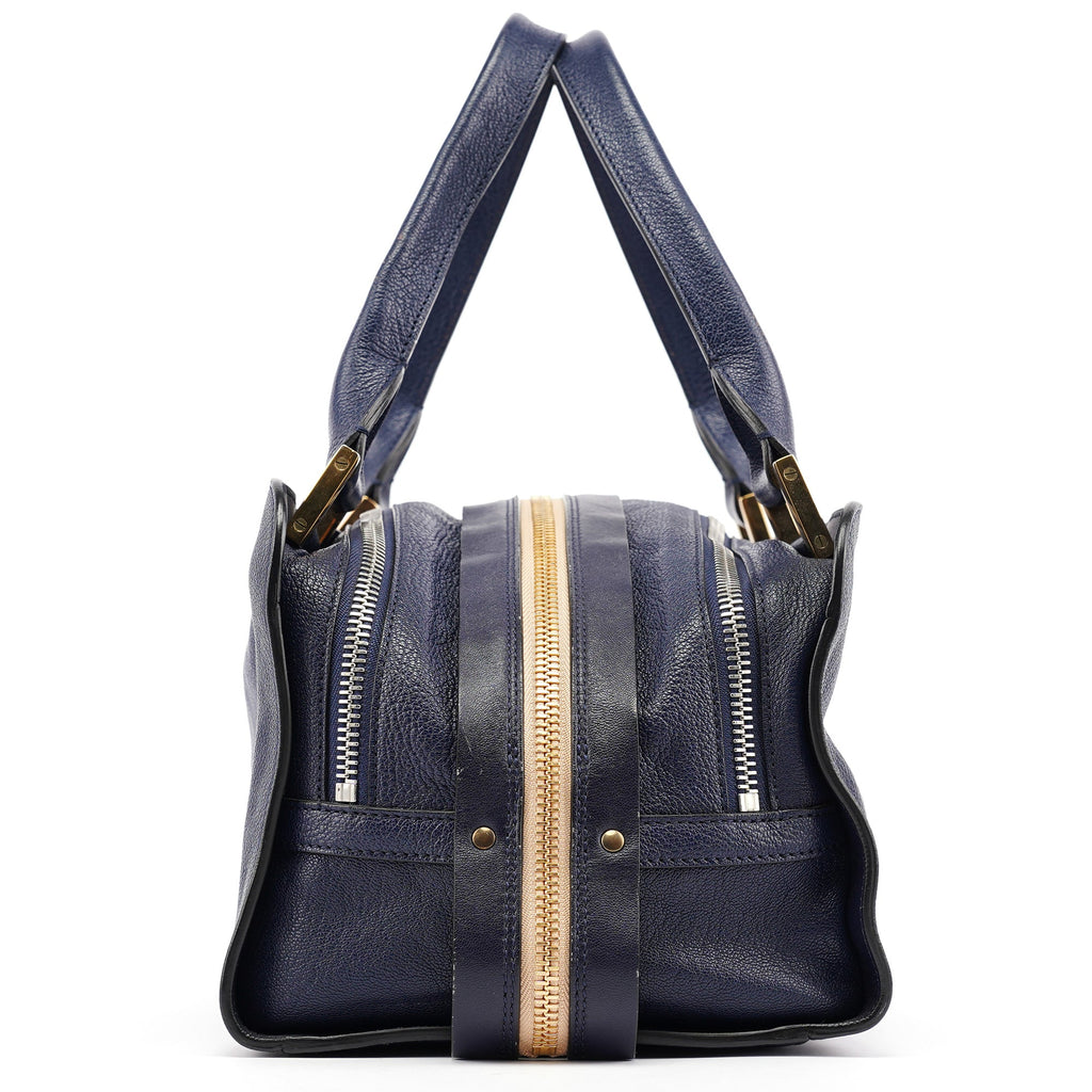 Navy Leather Tote Bag