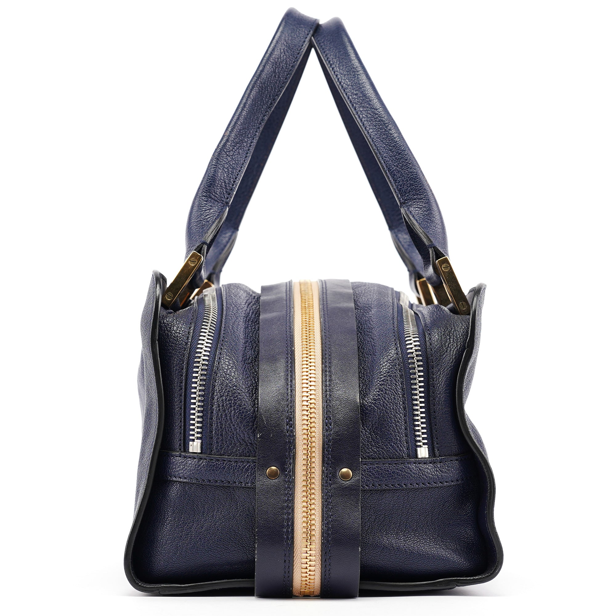 Navy Leather Tote Bag