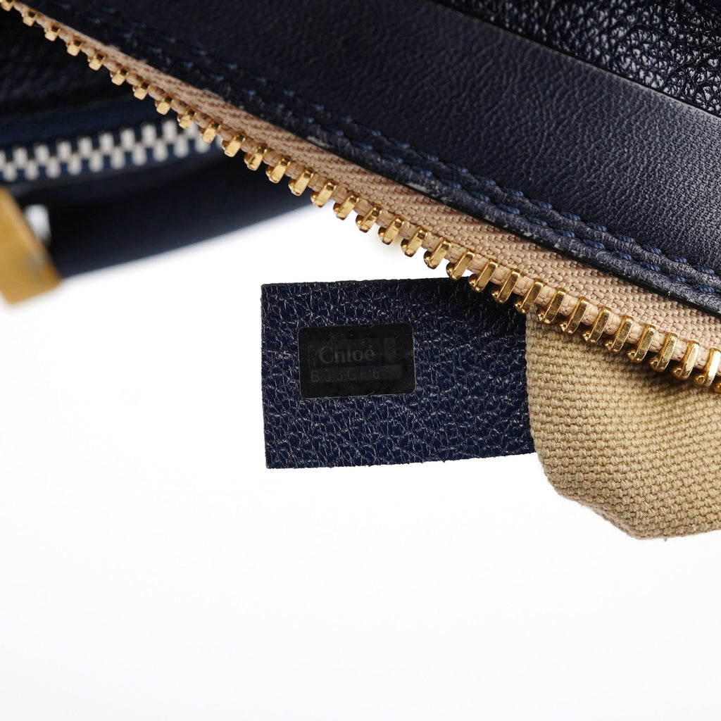 Navy Leather Tote Bag