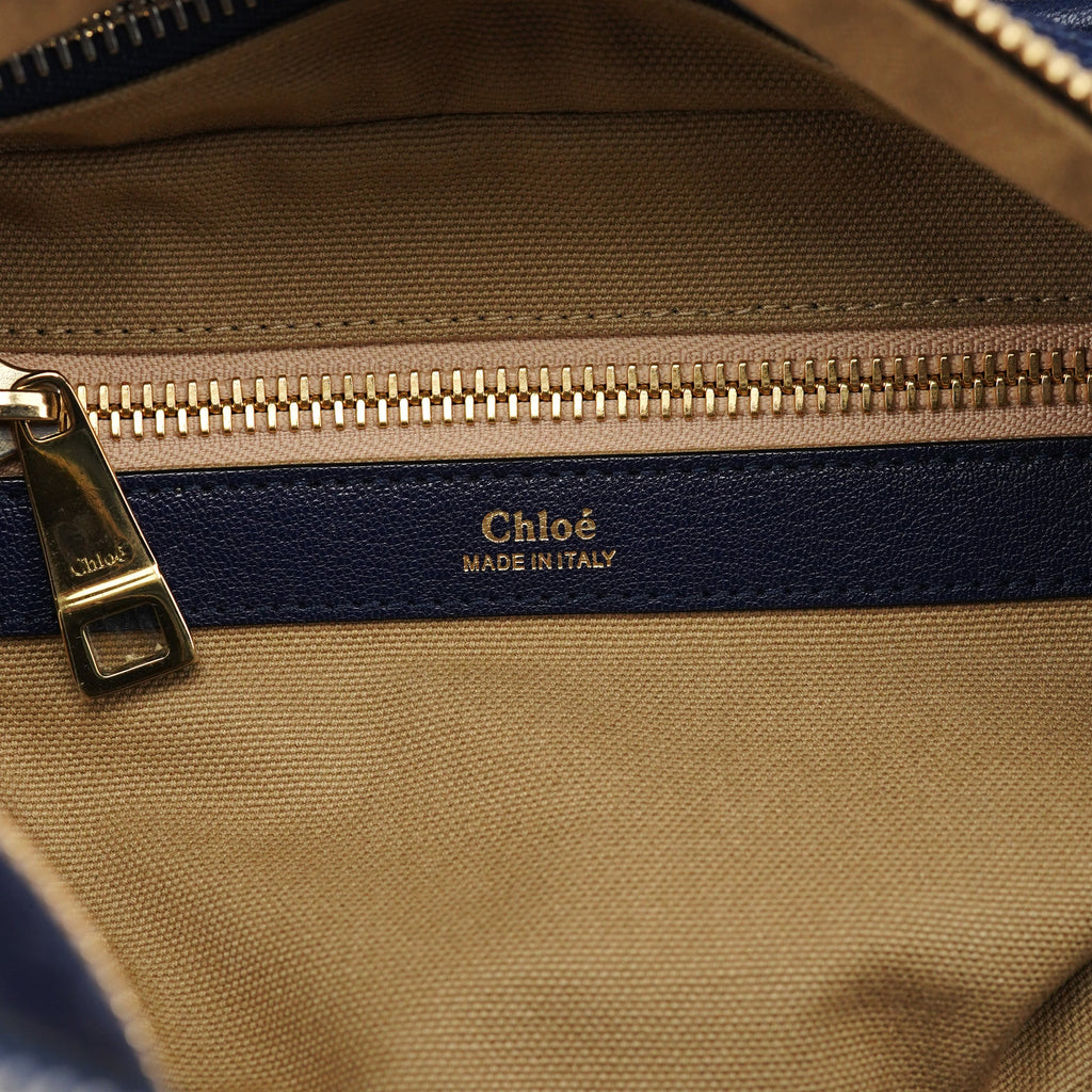 Navy Leather Tote Bag