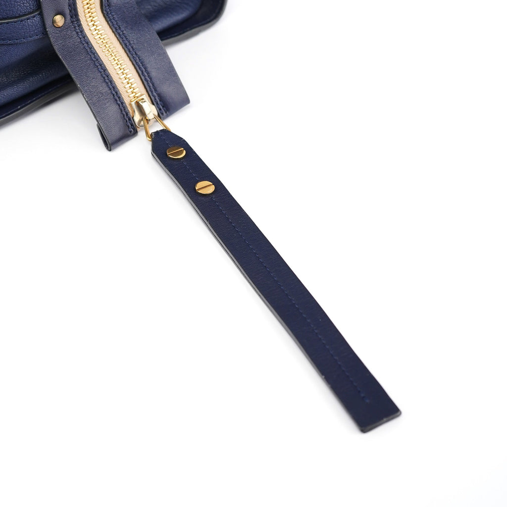 Navy Leather Tote Bag