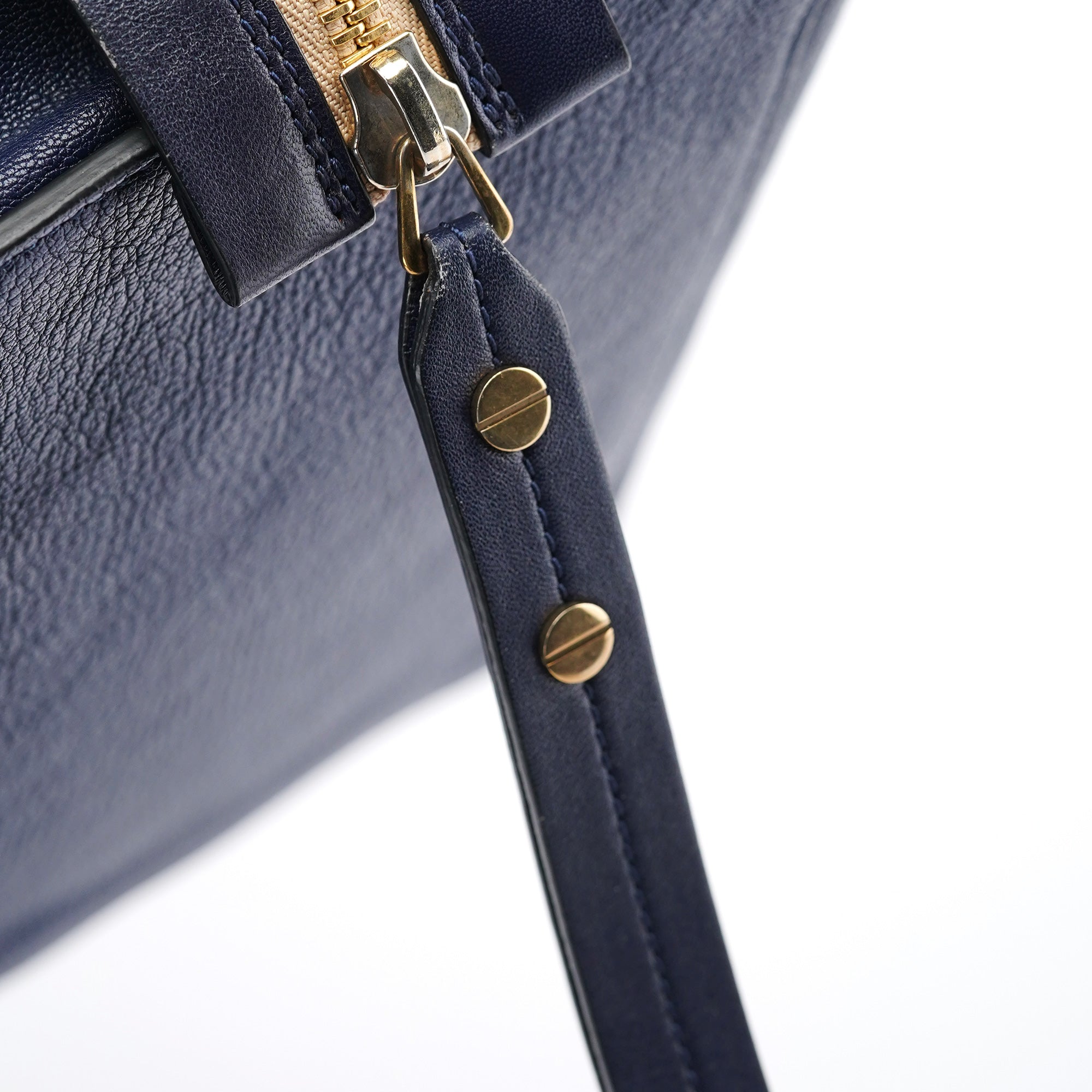 Navy Leather Tote Bag